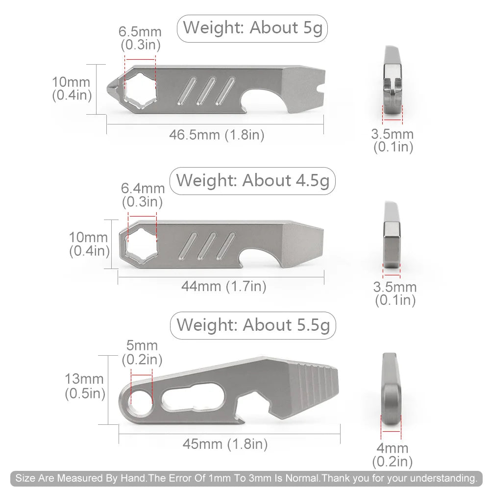 Titanium Mini Bottle Opener Multi-Tool Titanium Alloy Outdoor EDC Key Chain Accessories
