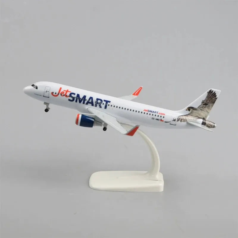 A320 JetSmart Airways 20cm Alloy Diecast Plane Model Simulation Scale Aircraft Toy With Display Stand For Aviation Assemble Gift