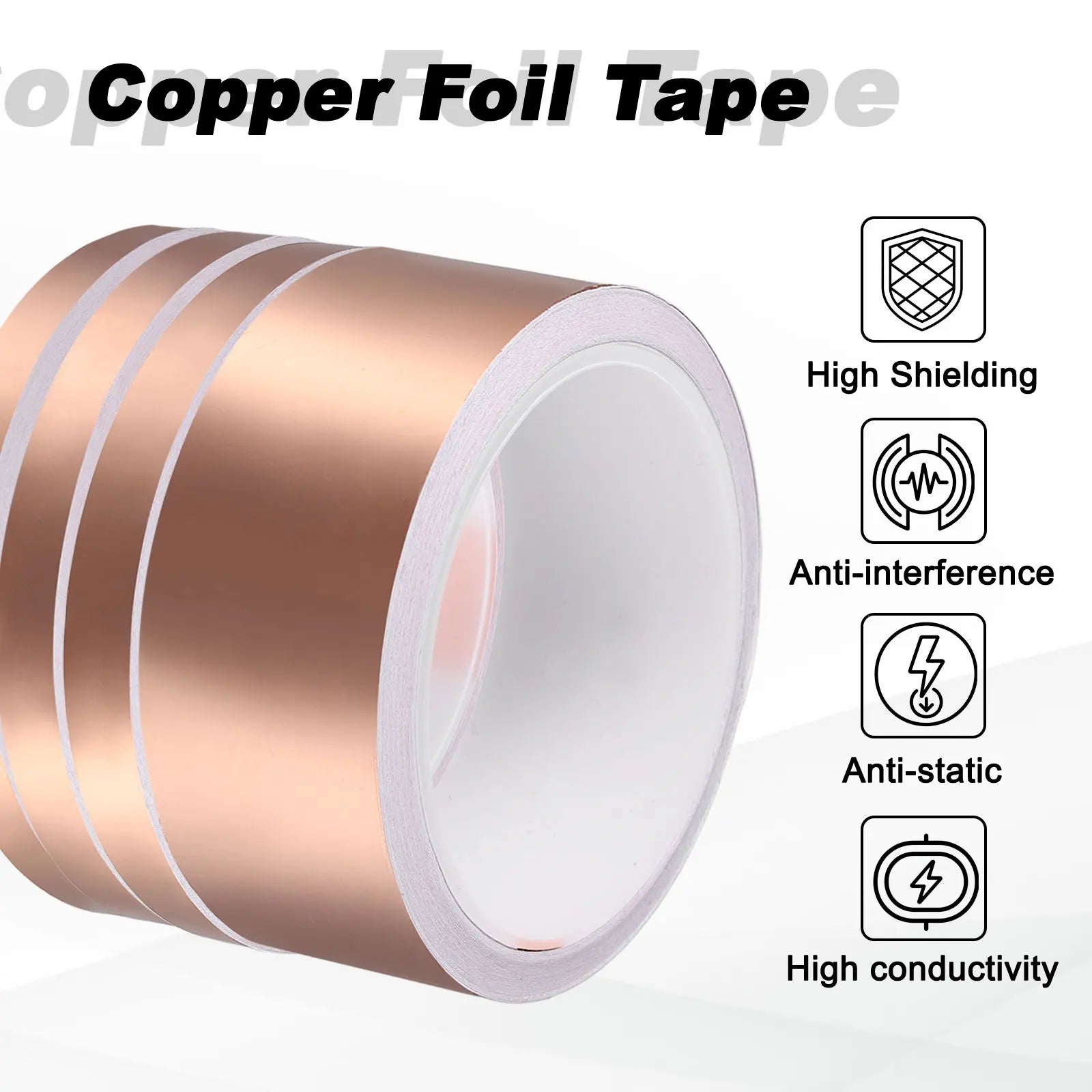 1/2Pcs 10-50Meter Copper Foil Tape Single Conductive Adhesive Tape with Correction Tool for EMI/RFI Shielding/Electrical Repairs