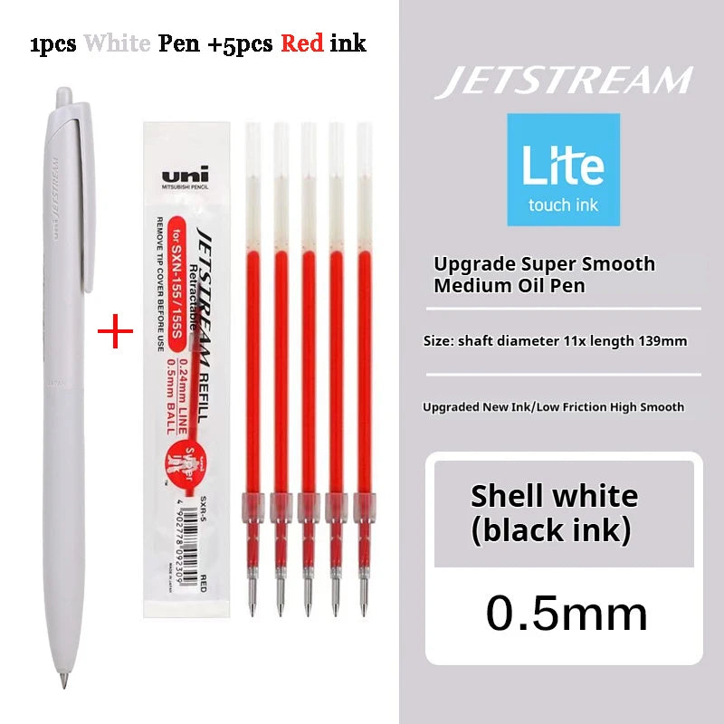 Uni Permanent Ballpoint Pen Jet Stream Anti-slip Cloudy Recycled Eco Shell Friction Super Smooth Ink Oil Pens Portable Supplies
