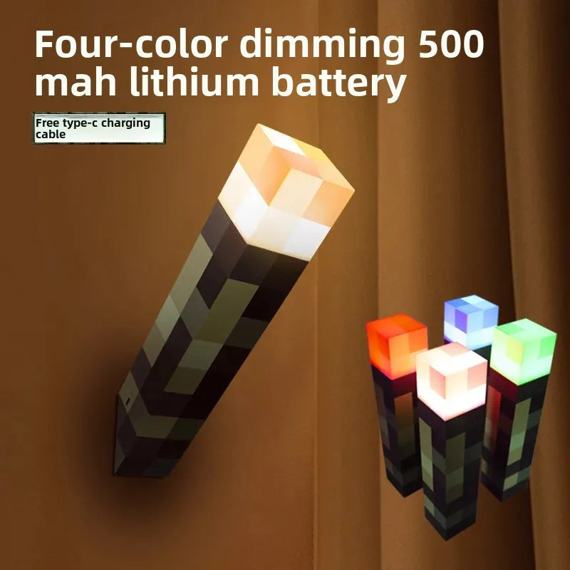 LED Light Figure Toys Game Torch Lamp Night Light Game Merchandise M C Torch Light Model Ambient Decorative Light Birthday Gifts