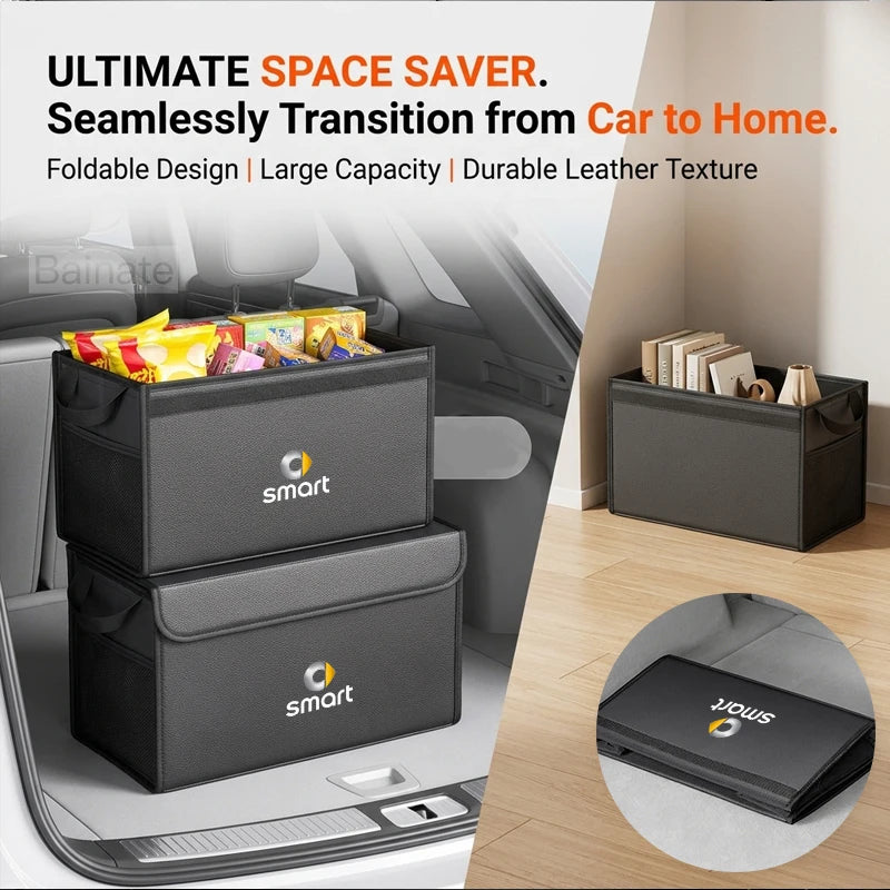 Car Trunk Foldable Storage Box For Smart 1 3 5 FORTWO FORFOUR 451 453, Multi-Functional Folding Storage Auto Storage Accessories