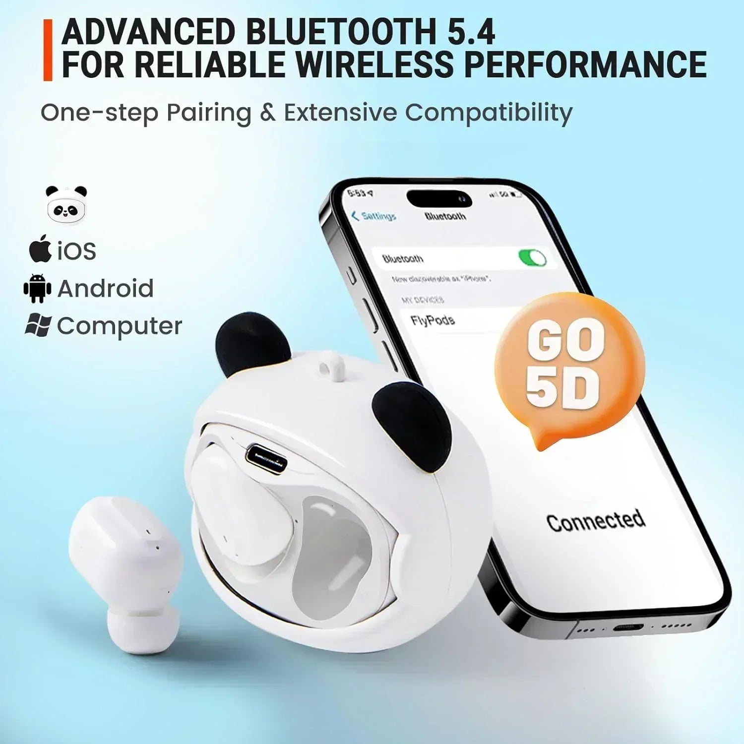 Cute Face changing TWS Bluetooth 5.4 Earbuds ENC Noise Reduction Waterproof HIFI Stereo Earphones for iOS Android Kids