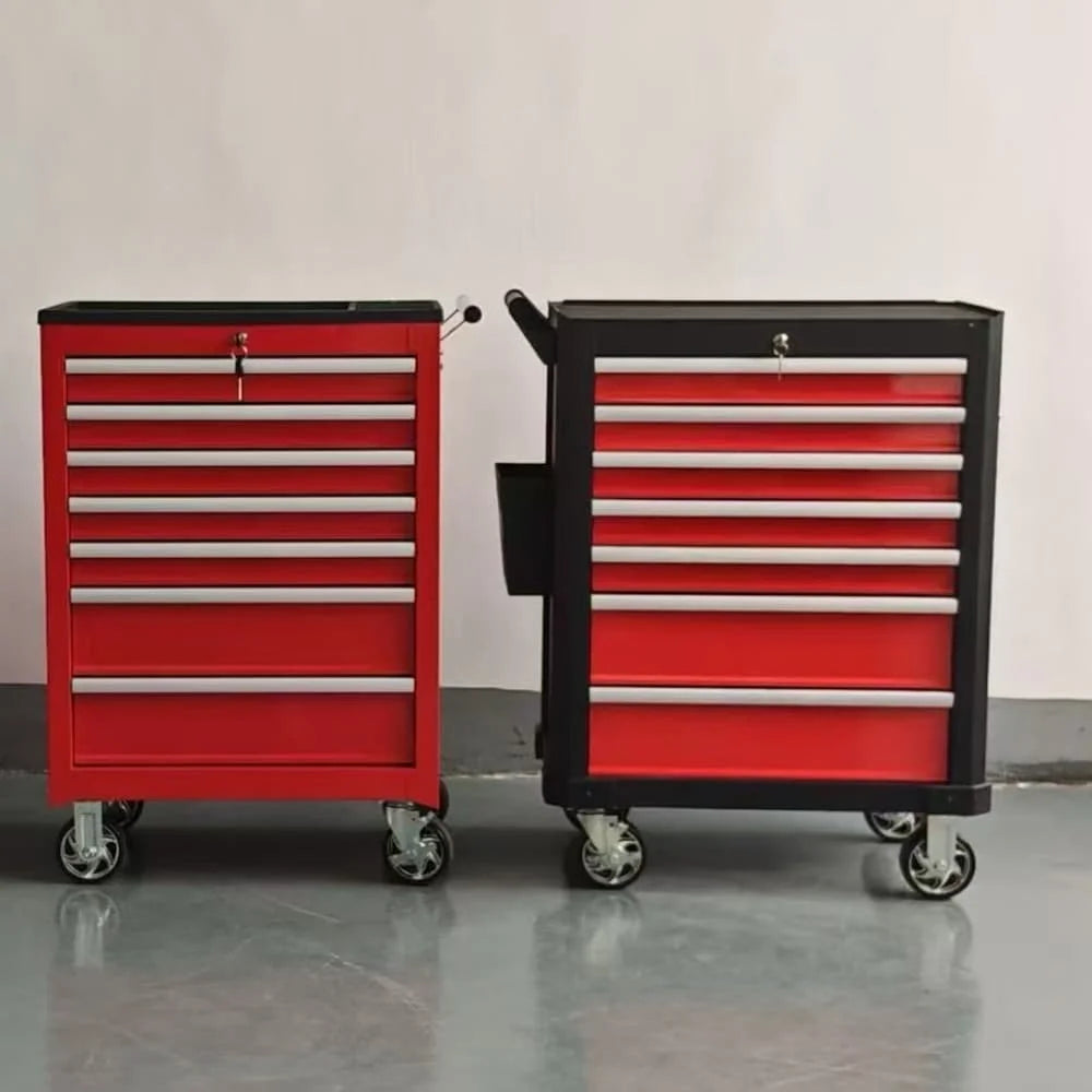 Tool Chests Cabinets for Mechanics 7-Drawer Mechanic Tool Cabinet in Red and Black with Wheels Customizable ODM/OBM Support