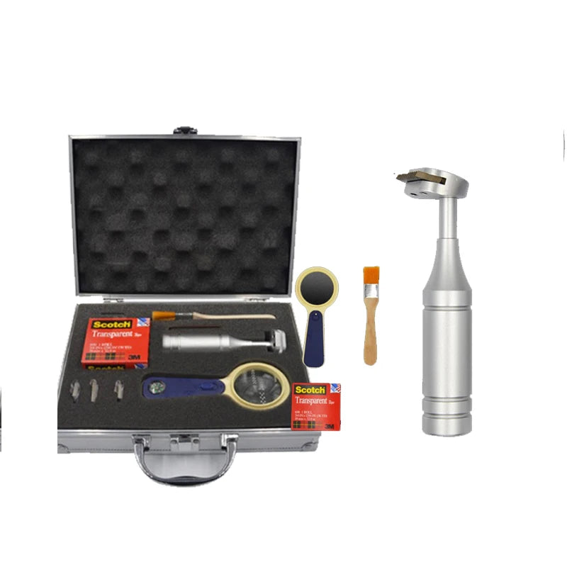 QFH 3 in 1 Rotating Cross Adhesion Tester Cross-cut Adhesion Tester Kits Paint Film Scriber with 1mm/2mm/3mm Blades W Magnifier