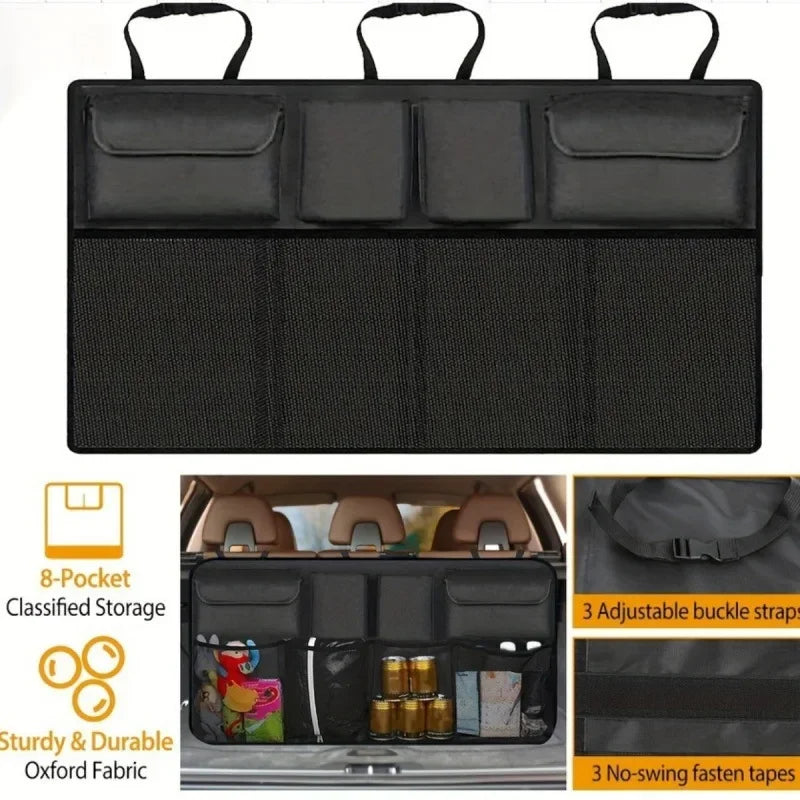 Car Rear Racks Storage Bag Net Adjustable Trunk Storage Bag Net High Capacity Hanging Organizers Automobile Interior Accessories
