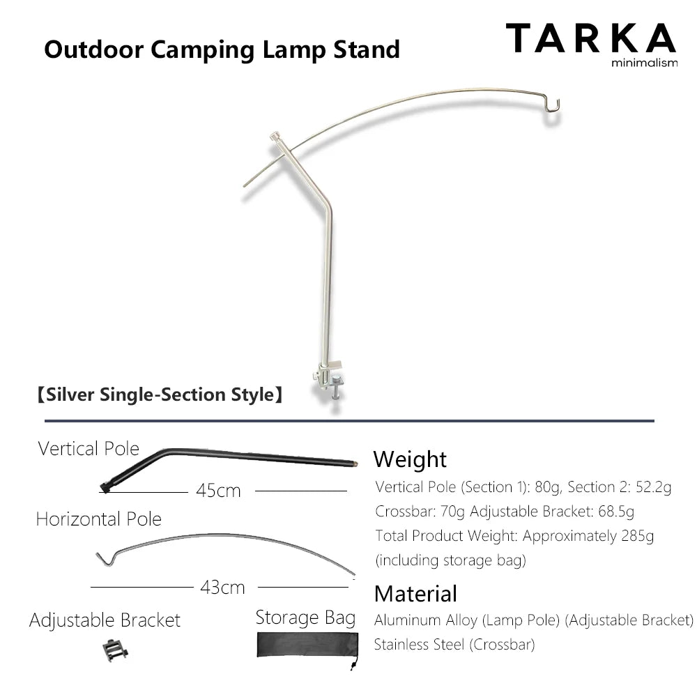 TARKA Detachable Lantern Stand Adjustable Ultralight Light Tabletop Outdoor Portable Light Holder Camping Table Lamp Rack Access
