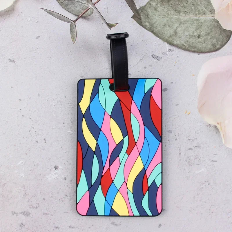 New Geometric PVC Luggage Tag Boarding Pass Luggage Tags Suitcase Address Label Travel Accessories