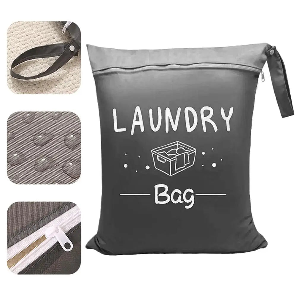 Travel Laundry Bag with Zipper Waterproof Dirty Clothes Storage Pouch Portable Drawstring Laundry Organizer for Suitcase/Dorm