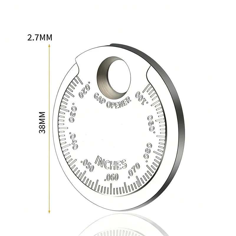 Coin- Type 0.6-2.4mm 0.02-0.10 Inch Spark Plug Gap Gauge Measurement Tool Range Spark Plug Gage Caliber Measuring Tool