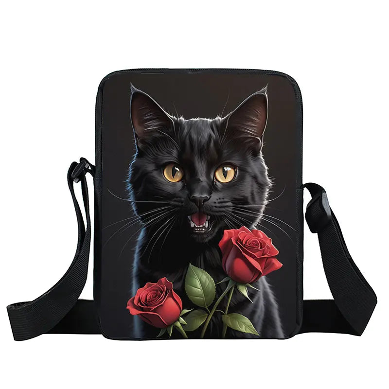 Fantasy Magic Cat Print Small Crossbody Bag Women Handbags for Travel Teenagers Boys Girls Phone Holder Storage Bag Gift
