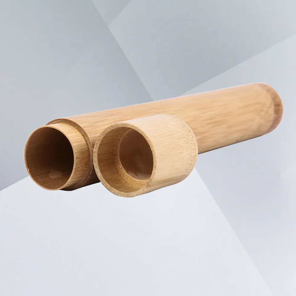 1Pcs Toothbrush Protection Case Compact Bamboo Design Prevents Bristle Damage Travel Camping Hiking Portable Holder Tube
