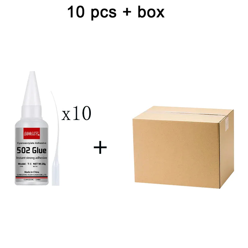 LOOLIFL 502 Super Glue Instant Quick-drying Cyanoacrylate Adhesive Leather Rubber Glass Wood Metal Strong Bond Liquid Glue Tool