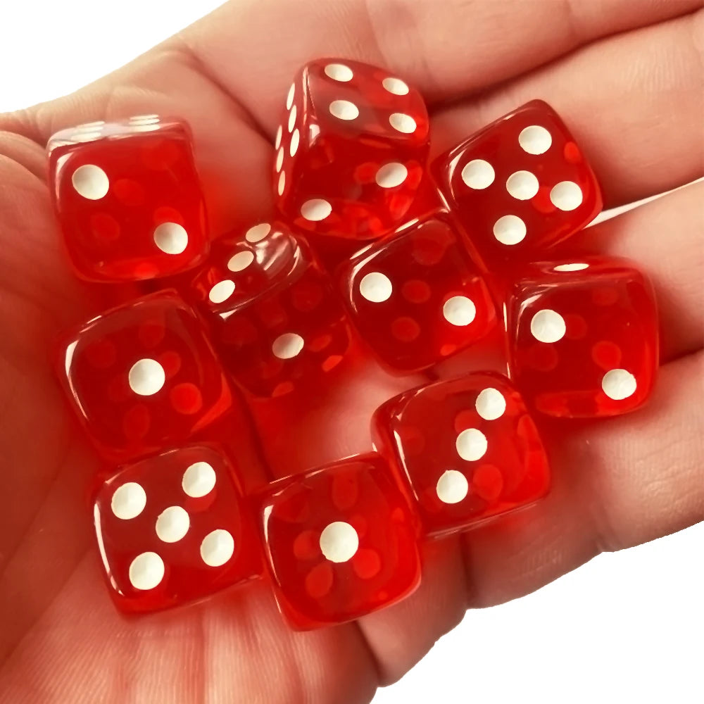 10pcs/Pack Transparent Acrylic Dice 16mm High Quality Multicolour #16 Round Corner Boutique Game Dices Cubes