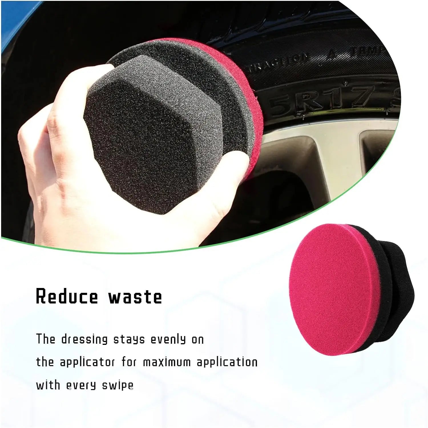 2 Pieces Tire Dressing Applicator Washable 4 Inch Car Detailing Foam Sponge Flat /Wave for No Mess Tire Detailing Supplies