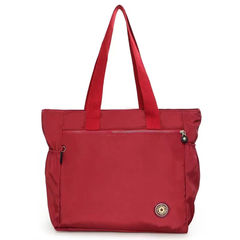 Super Big Bag ! Solid Color Women Tote Bag Fashion Large Capacity Handbag Shoulder Bag Nylon Ladies Purse Pouch Shopping Bag