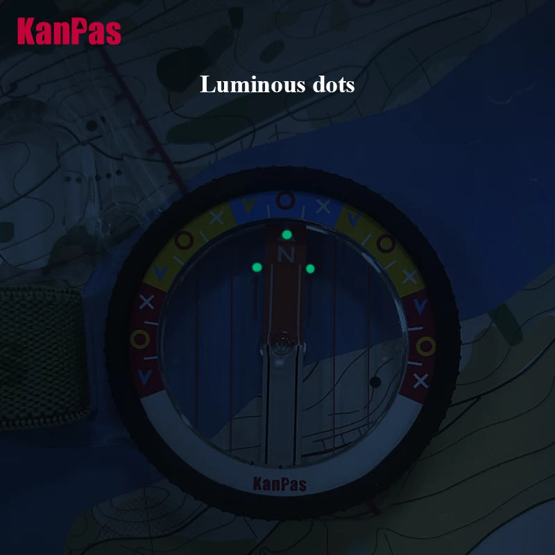 KANPAS Elite Competition Orienteering Thumb Compass with Protection Ring, Liquid Filled Strong Magnet Compass W. Luminous Dots