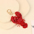 B*1Pc Rhinestone Lobster Beaded Pendant Pretty Hand Sewn Bag Charms Crab Shells Turtle Hanging Rope Patches Applique Bag Lanyard