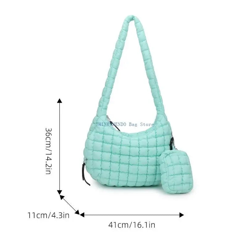 340D Quilted Puffer Bag Set for Women Lightweight Spacious Crossbody Satchel Purse