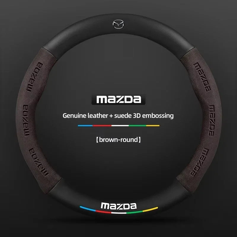 Car Suede Carbon Fiber Leather Steering Wheel Cover For Mazda BT-50 CX-3 CX-4 CX-5 CX-7 CX-9 MX5 Mazda 3 Axela 6 Gh Gj Demio Car