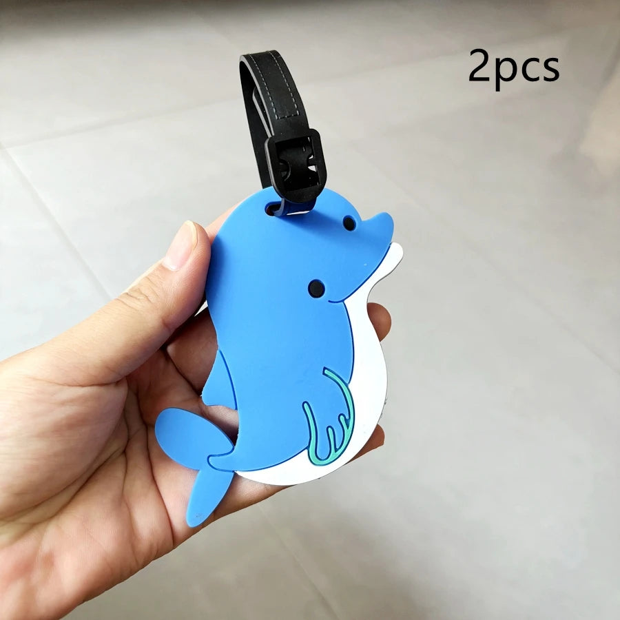 1/2pcs Dolphin Ocean style luggage tag, hang tag, travel bag accessories, personal belongings anti loss, name identification, ID