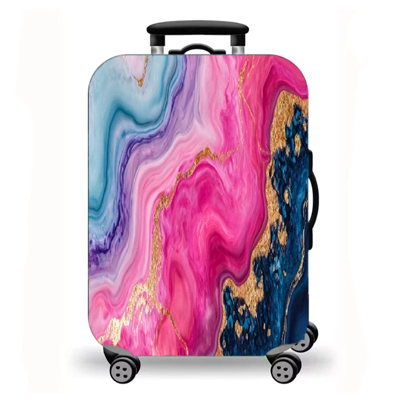 Luggage Cover, Marble Fluid Art Print Stretch Suitcase Protector for Travel, 11 Styles Abstract Modern Design
