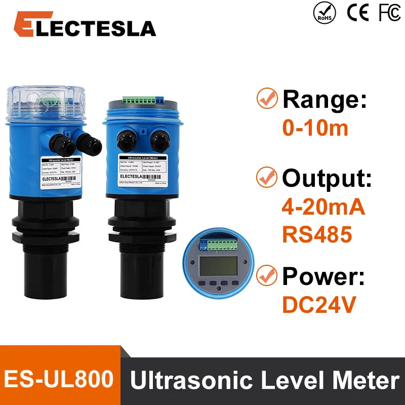 ES-UL800 10M Ultrasonic Level Meter for Tanks Water Level Transmitter 4-20mA RS485 Transmitter DC24V