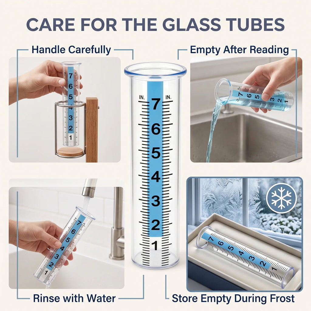 Universal 7 Capacity Glass Rain Gauge Replacement Tube With Lip Durable Transparent Rainfall Measuring Cylinder For Outdoor