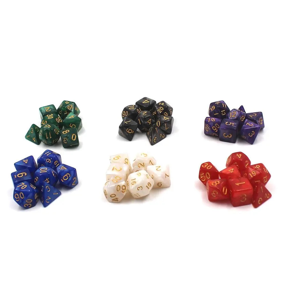 7Pcs/set Acrylic Double-Colors Digital Dice Set Table Game Opaque Polyhedral Dices for DND Dice Tabletop Role-Playing Game Dice