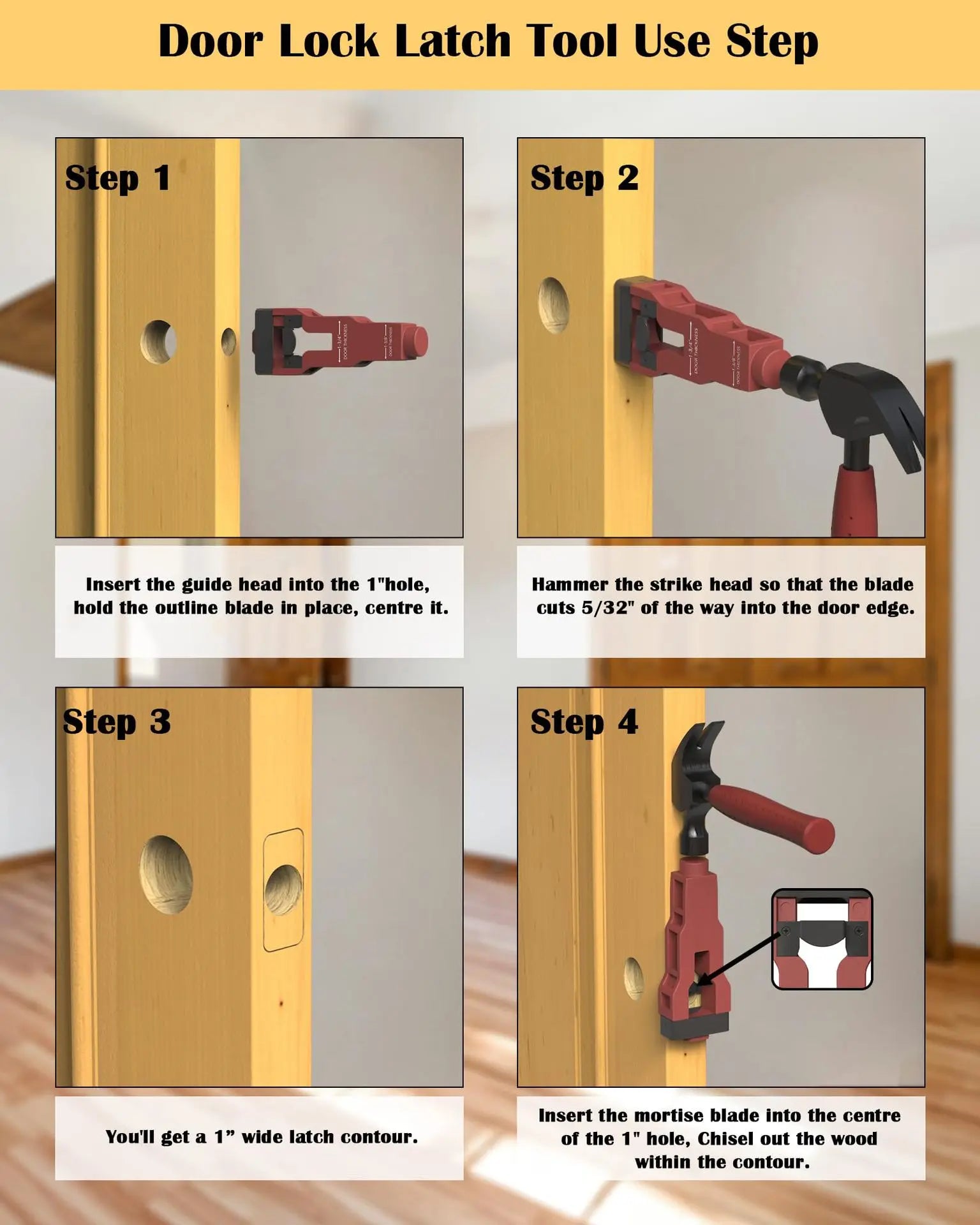 Door Strike Mortising Tool Cut Recess to Mount Door Strike, Door Strike Tool for Tidy, Exact Professional Fitting