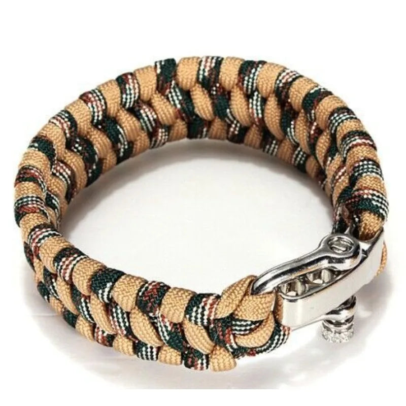 Paracord Bracelet Zinc Alloy Emergency Seven-Core Survival Camping Outdoor U-Shaped Adjustable Buckle Handmade Woven Bracelet
