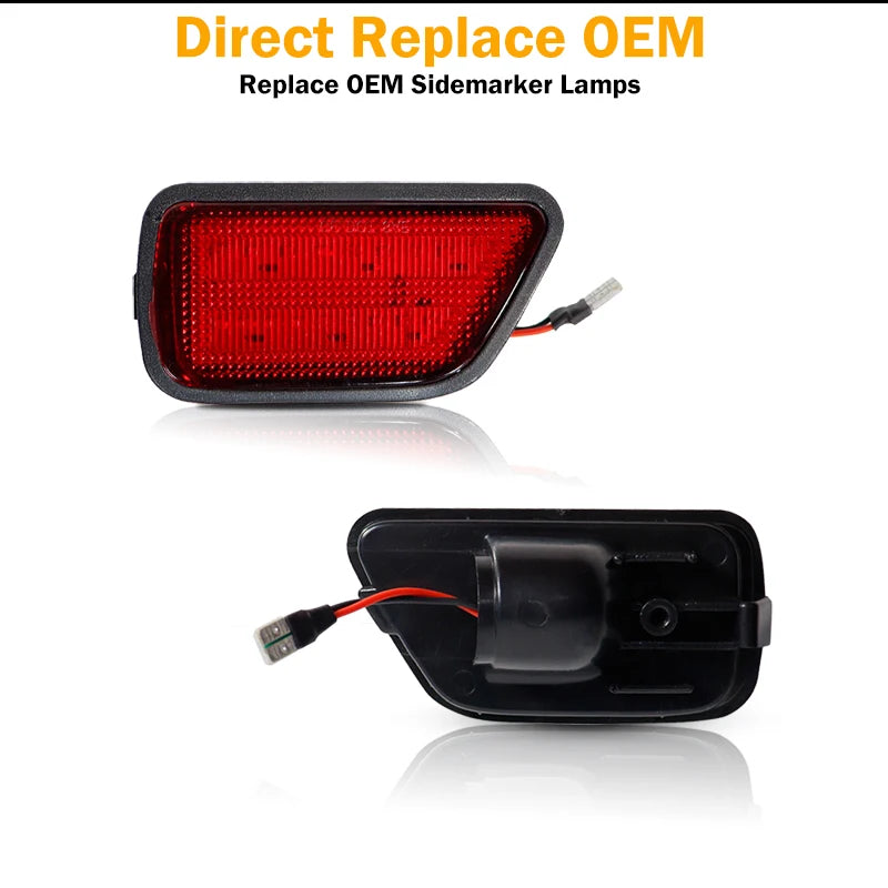 2pcs Red Full LED Rear Side Marker Light For 1997-2001 Honda CR-V Right Passenger, Replace OEM Rear Bumper Sidemarker Lamps T10