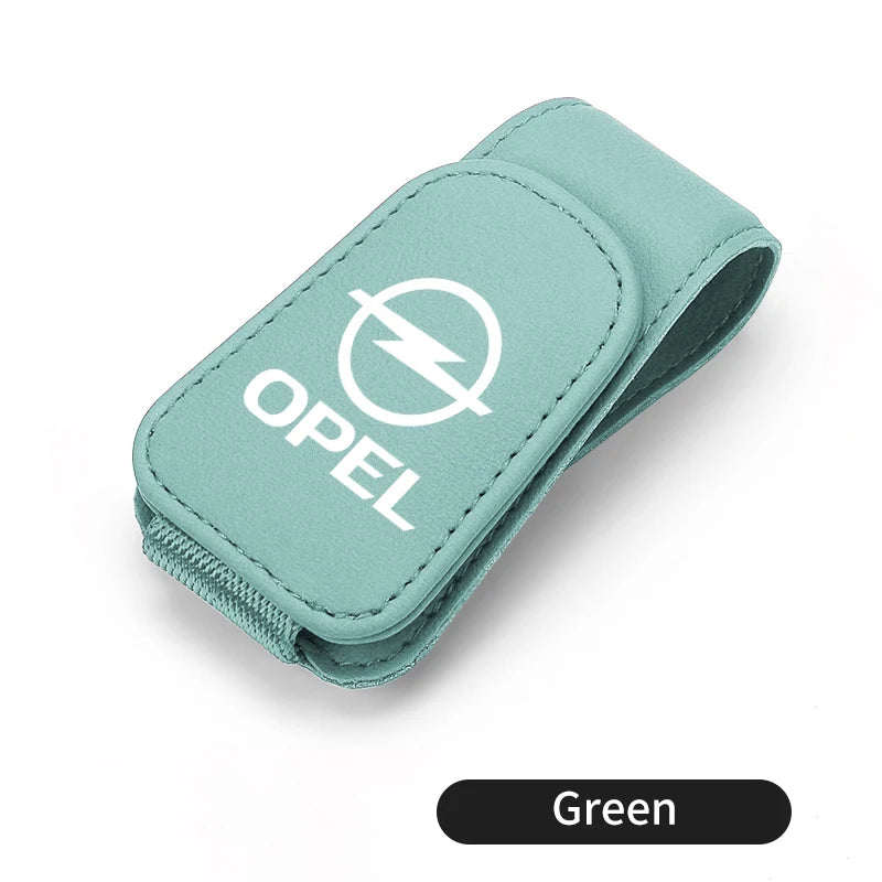 Car Magnetic Leather Card Ticket Holder Sun Visor Glasses Clip For Opel Astra H G J Insignia Corsa Zafira Meriva Mokka
