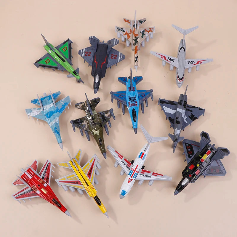 Fighter Model 6Pcs Aircrafts Set MINI Alloy Military Airplane Toys Collection Warplane Decorations For Kids Boys Gift