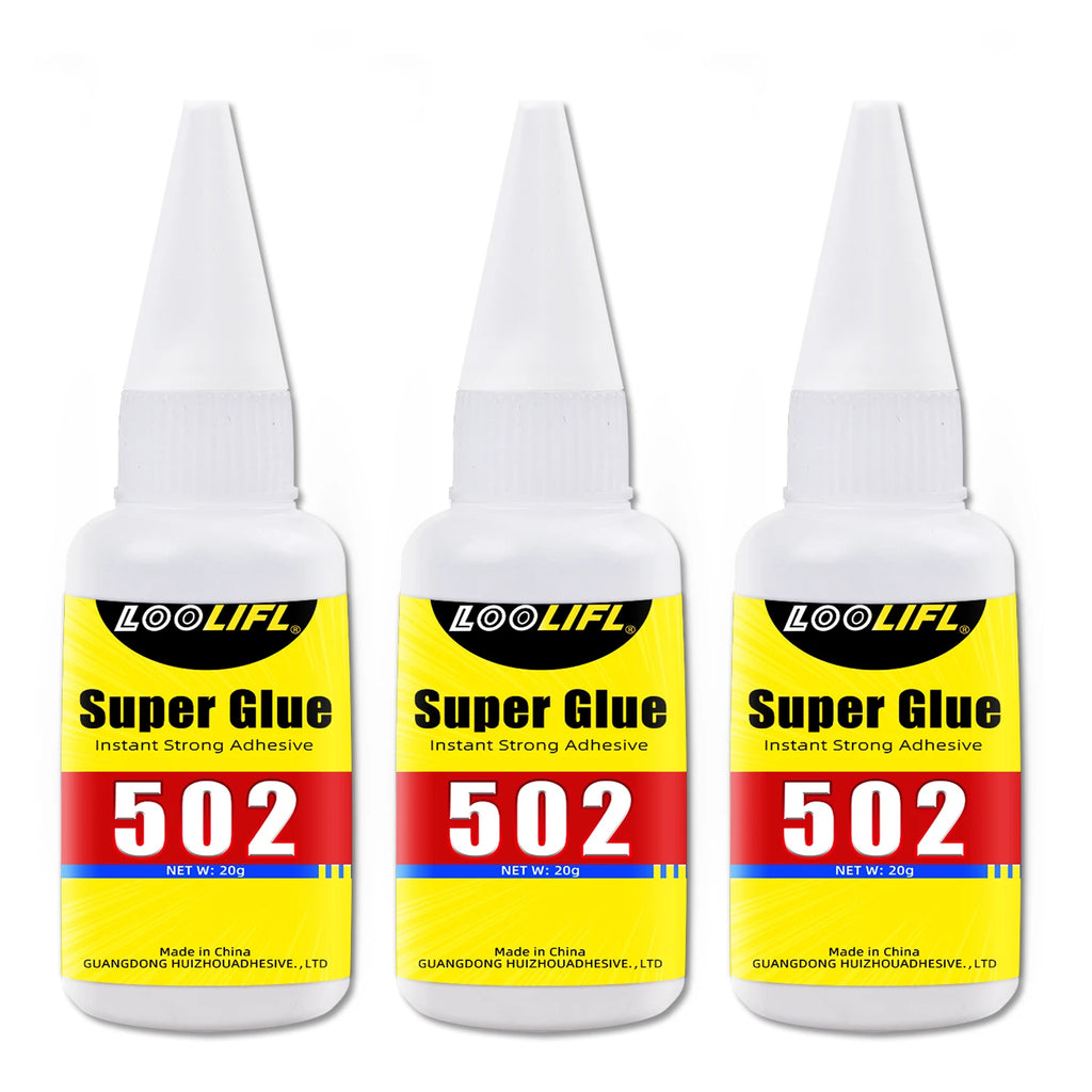 LOOLIFL 502 Super Glue 20g,Cyanoacrylate Adhesive,Super Strong Bond for Metal,Plastic, Wood, Ceramic, Rubber, with Extra Nozzles