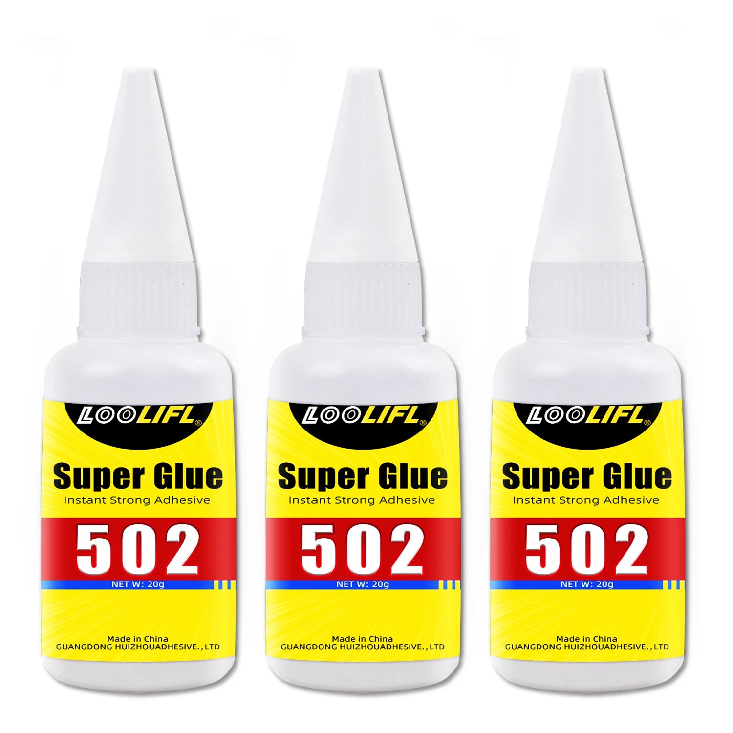 LOOLIFL 502 Super Glue 20g,Cyanoacrylate Adhesive,Super Strong Bond for Metal,Plastic, Wood, Ceramic, Rubber, with Extra Nozzles