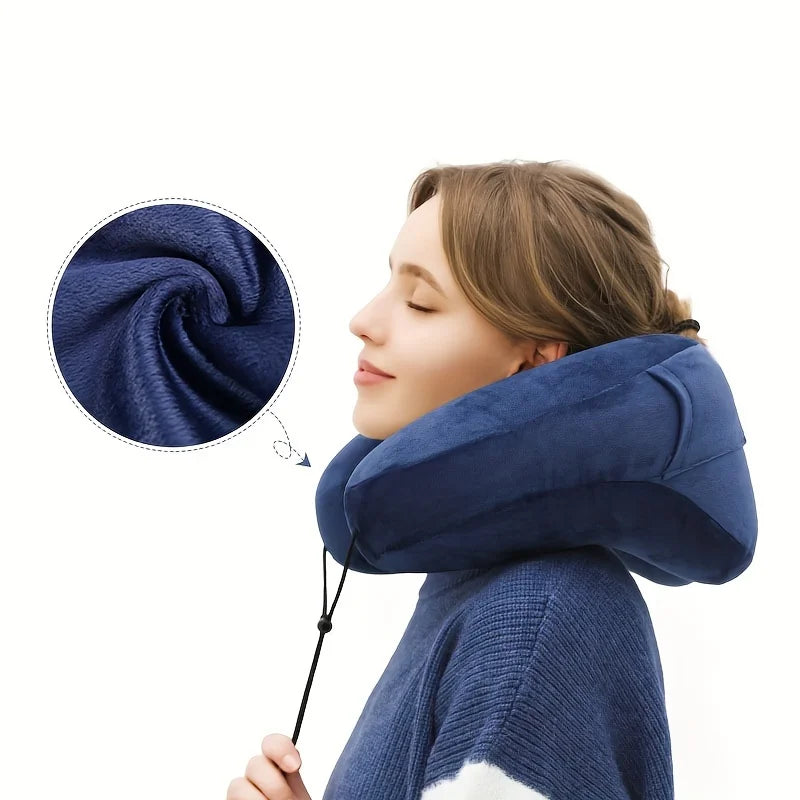 Portable multifunctional cervical pillow outdoor travel inflatable H pillow with cap U-shaped pillow nap plane train neck pillow