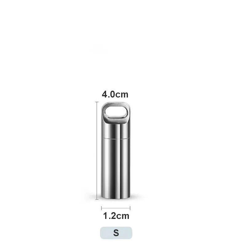 Portable Waterproof Emergency Capsule Seal Bottle Stainless Steel Outdoor Camping EDC Survival Mini Sealed Capsule Pill Tank