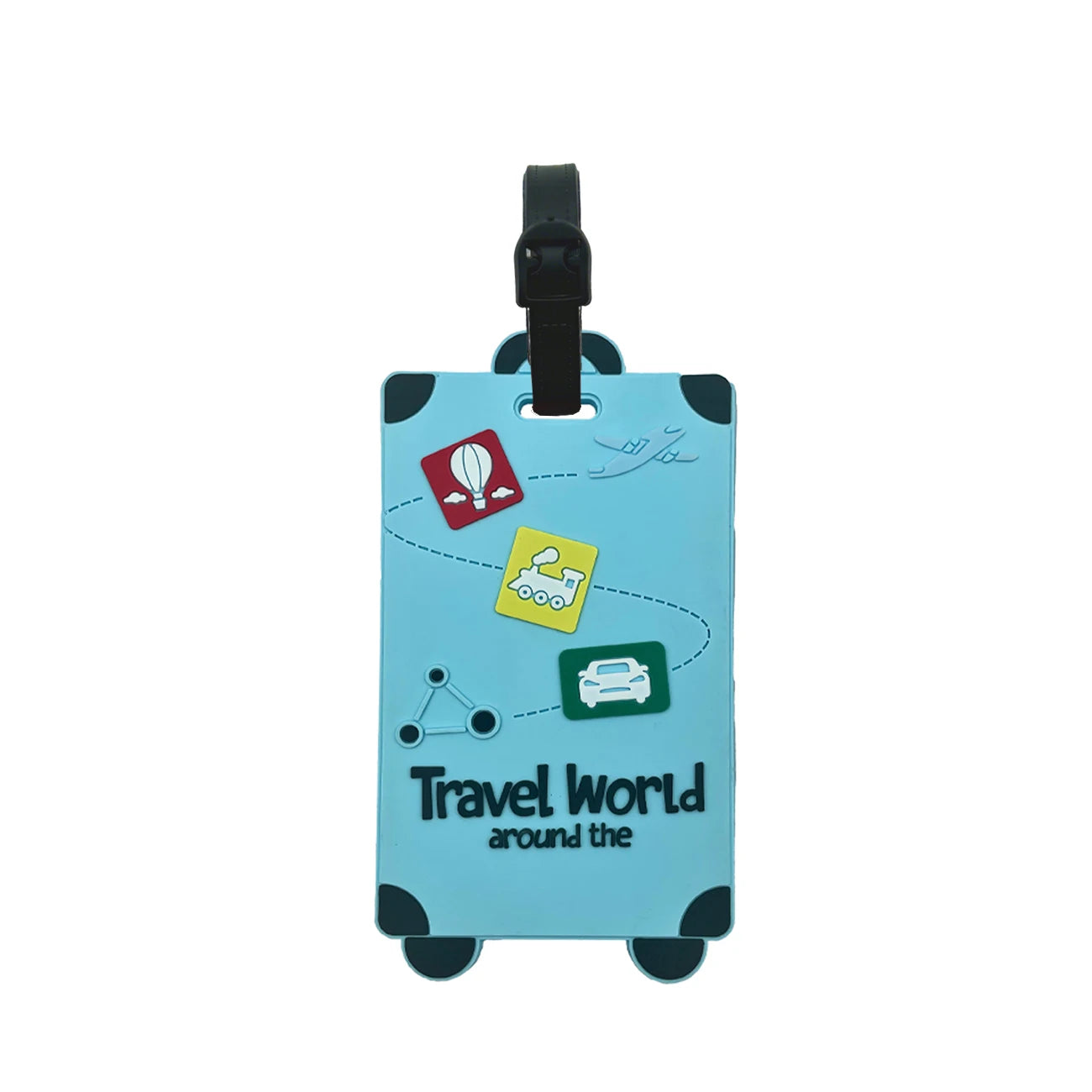 Silicone Travel Luggage Tags – Name & ID Card Holder, Anti-Counterfeiting, Solid Color Airplane Accessories