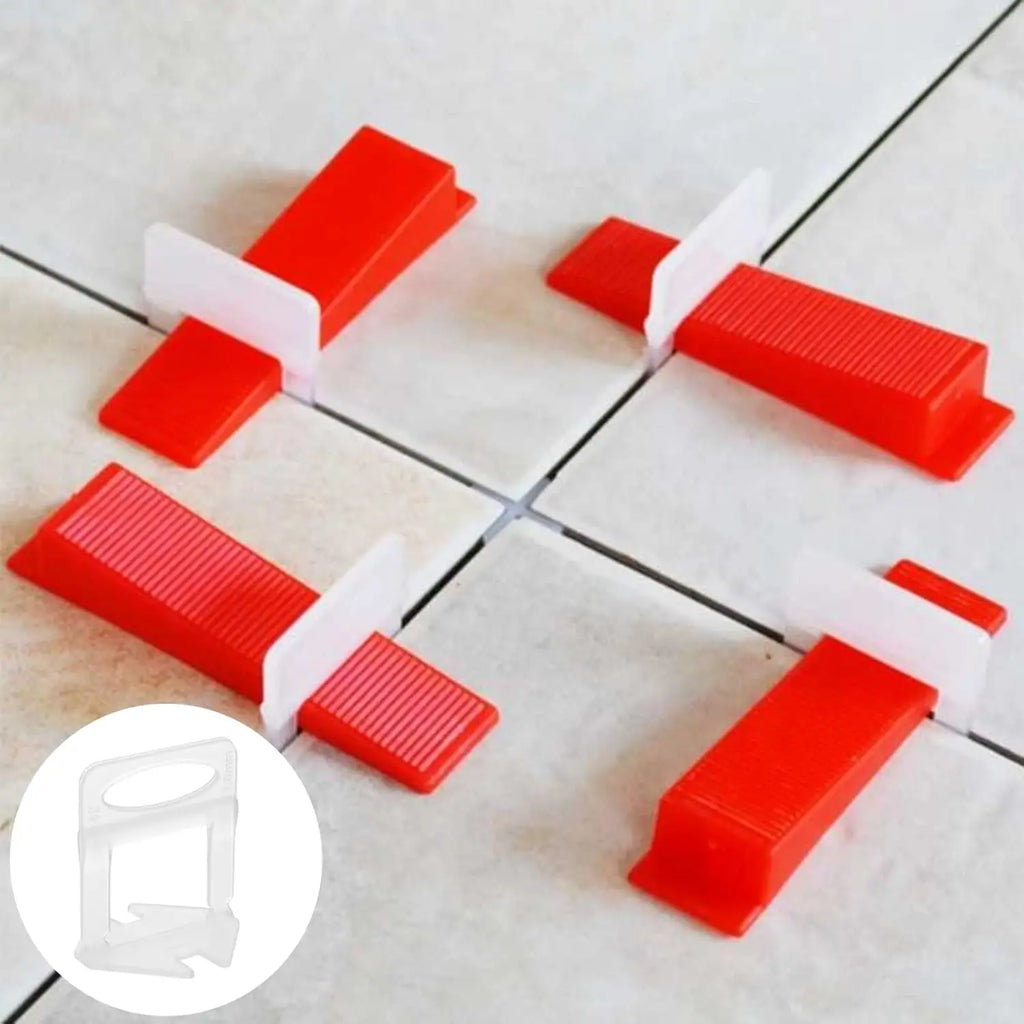 100pcs Set Tile Leveling System Wedges with Clips 1/25''(1mm) Professional Ceramic Tile and Stone Installation