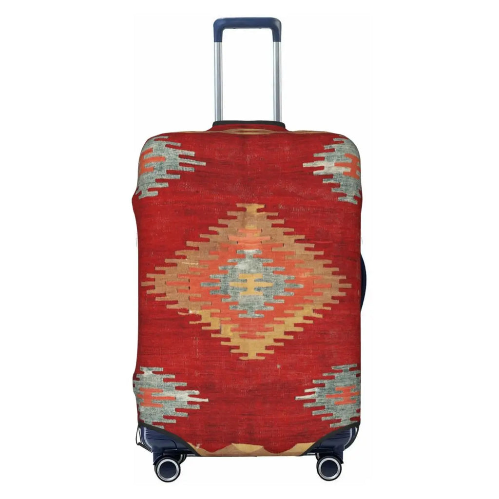 Vintage Turkish Kilim Suitcase Cover Washable Bohemian Geometric Diamond Tribal Ethnic Art Luggage Covers Protector