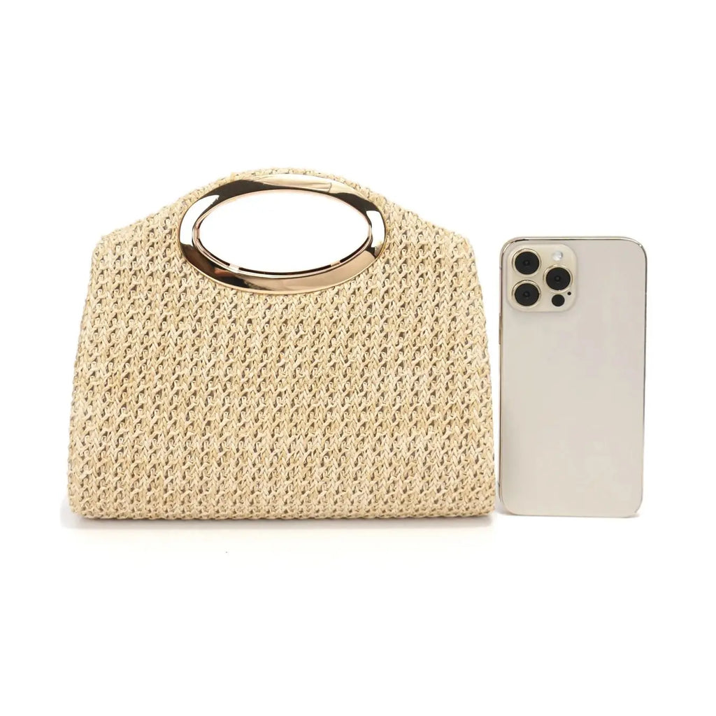 Ladies Straw Handbag Evening Bags Pearl  Flip Cover Cosmetic Bag Beach Holiday Essential Handheld Envelope Clutch Handbag