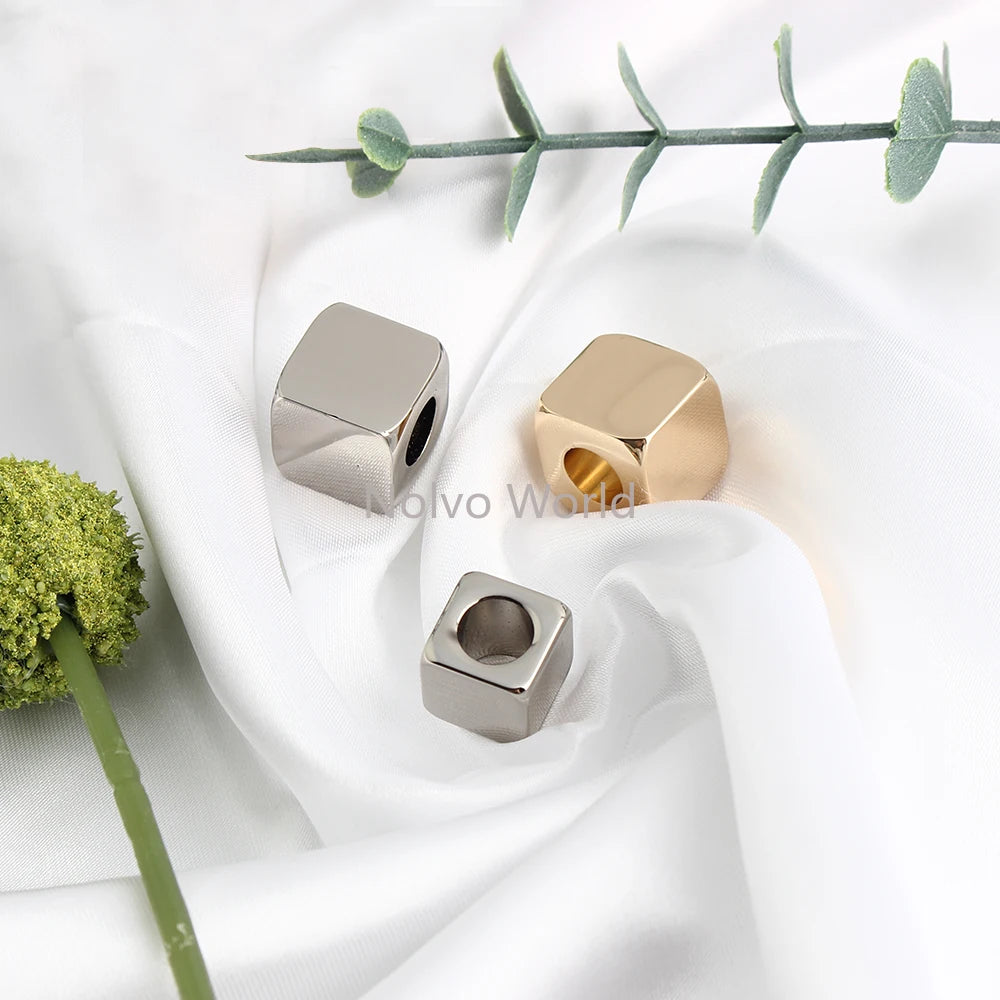 5/50/100PCS 9mm,12mm,15mm Zinc alloy Square Shape Hollow Spacer Beads For DIY Making Bracelet Necklace Chain Gift Decoration