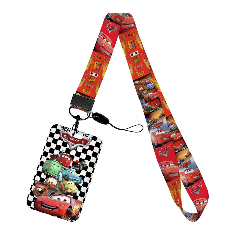 Cars Disney Movie Lightning McQueen New Arrvial Cute Cartoon Badge Holder ID Card Bus Card Holder Lanyard for Accessories Gifts