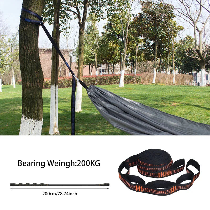 2Pcs Hammock Straps Special Reinforced Polyester Straps 5 Ring High Load-Bearing Barbed Black Outdoor Camping Hammock Straps
