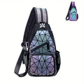 Geometric Luminous Backpack, Holographic Reflective Bag, Women's Large Capacity Crossbody Bag
