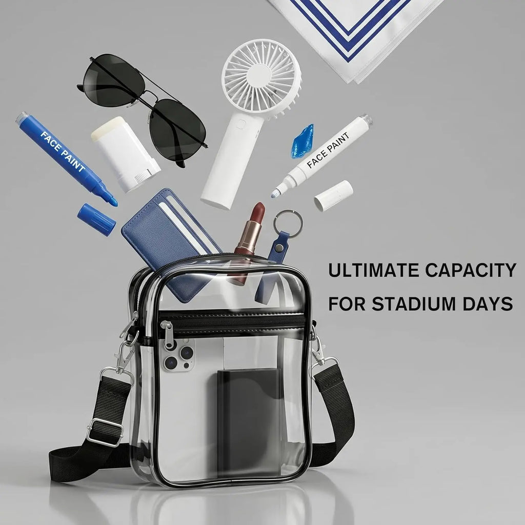 1PCS Approved Clear Crossbody Bag for Stadium Events Concerts Sports PVC Shoulder Bag