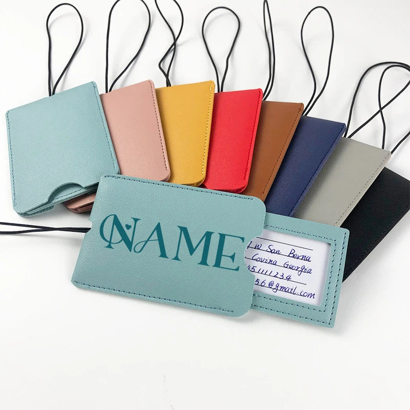Free Personalization Telescoping PU Leather Luggage Tag Suitcase Identifier Label Baggage Board Bag Tag Name ID Address Holder