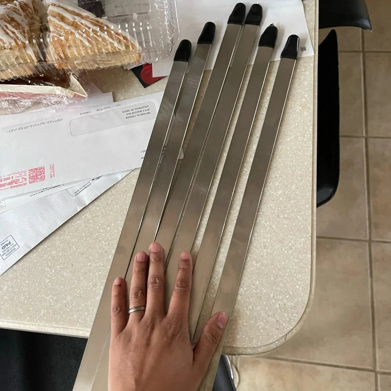 4/5/6pcs 19inch Stainless Steel BBQ Skewers for Shish Kebab Flat Kebab Skewers for Kebab Turkish Style Paneer Tikka Turkish