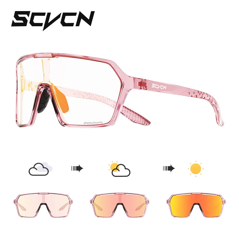 SCVCN Photochromic Hiking Cycling Glasses Outdoor Running Sunglasses Stylish Hiking Driving Glasses Casual Sports Sunglasses